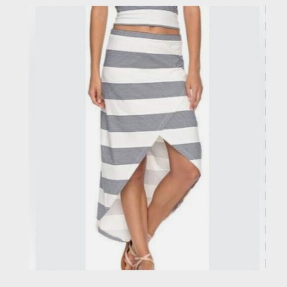 Roxy Ocean Stripe High Low Tulip Midi Skirt Medium - Picture 4 of 9